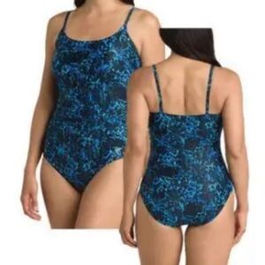 Speedo Ocean Splash Aqua Speckled One Piece Swimsuit